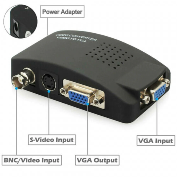 HaoYiShang 1080p Adaptateur convertisseur vidéo vers VGA Vidéo/S Box Interrupteur pour PC LCD Moniteur BNC vers VGA Adaptateur Box 